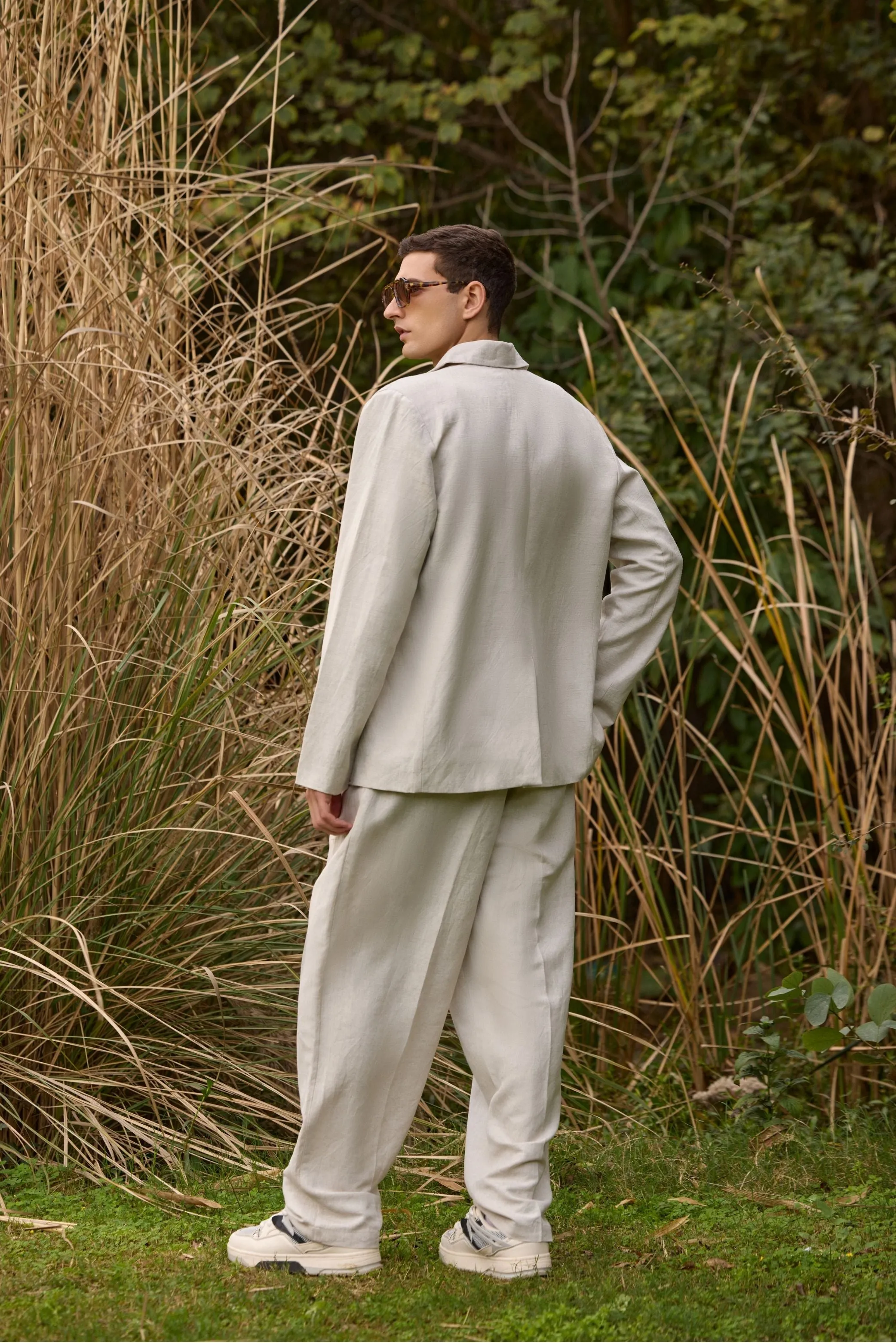 Men's Single-Breasted Linen Blazer