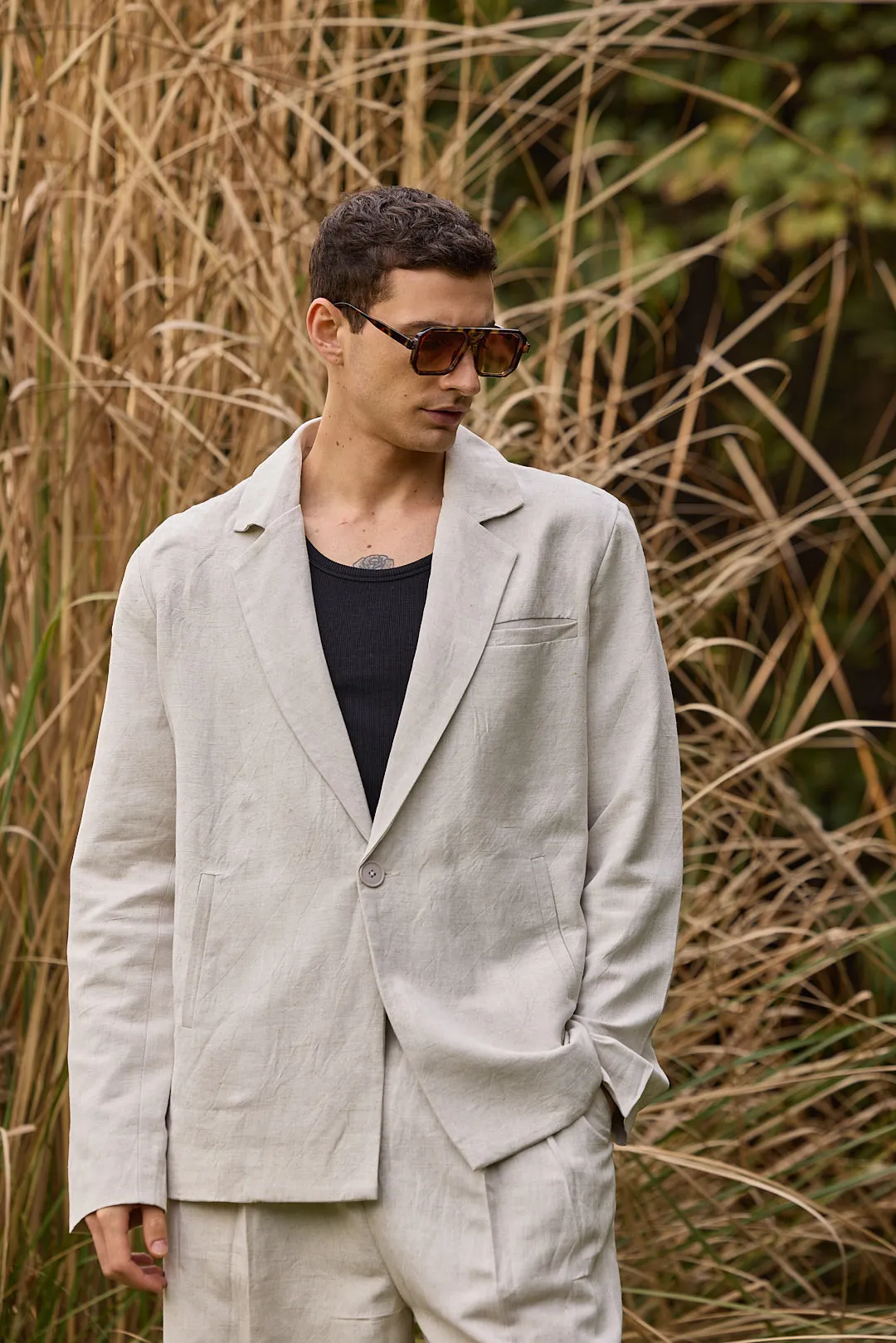 Men's Single-Breasted Linen Blazer