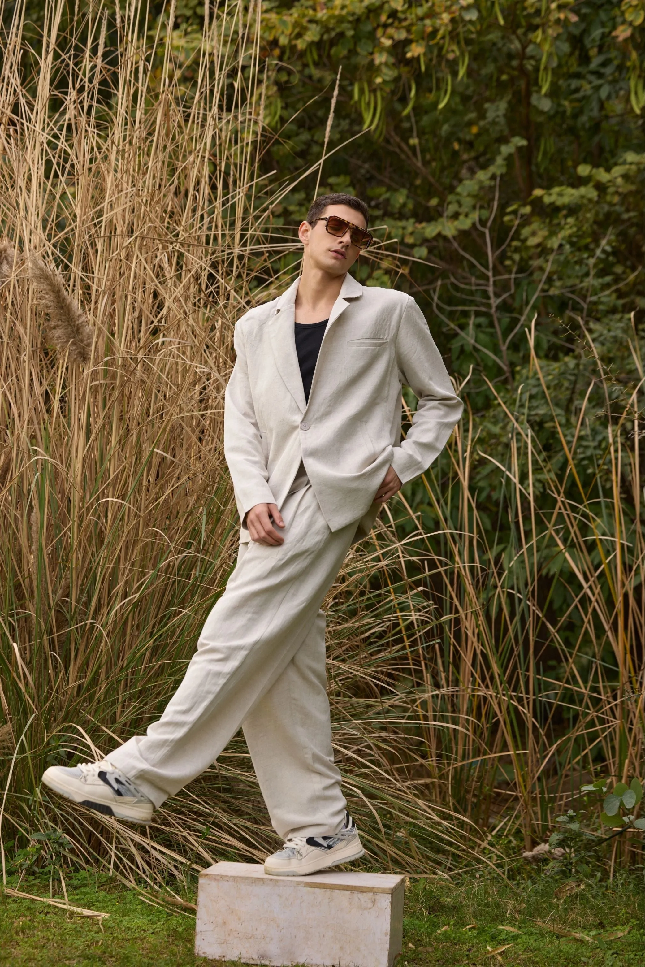 Men's Single-Breasted Linen Blazer
