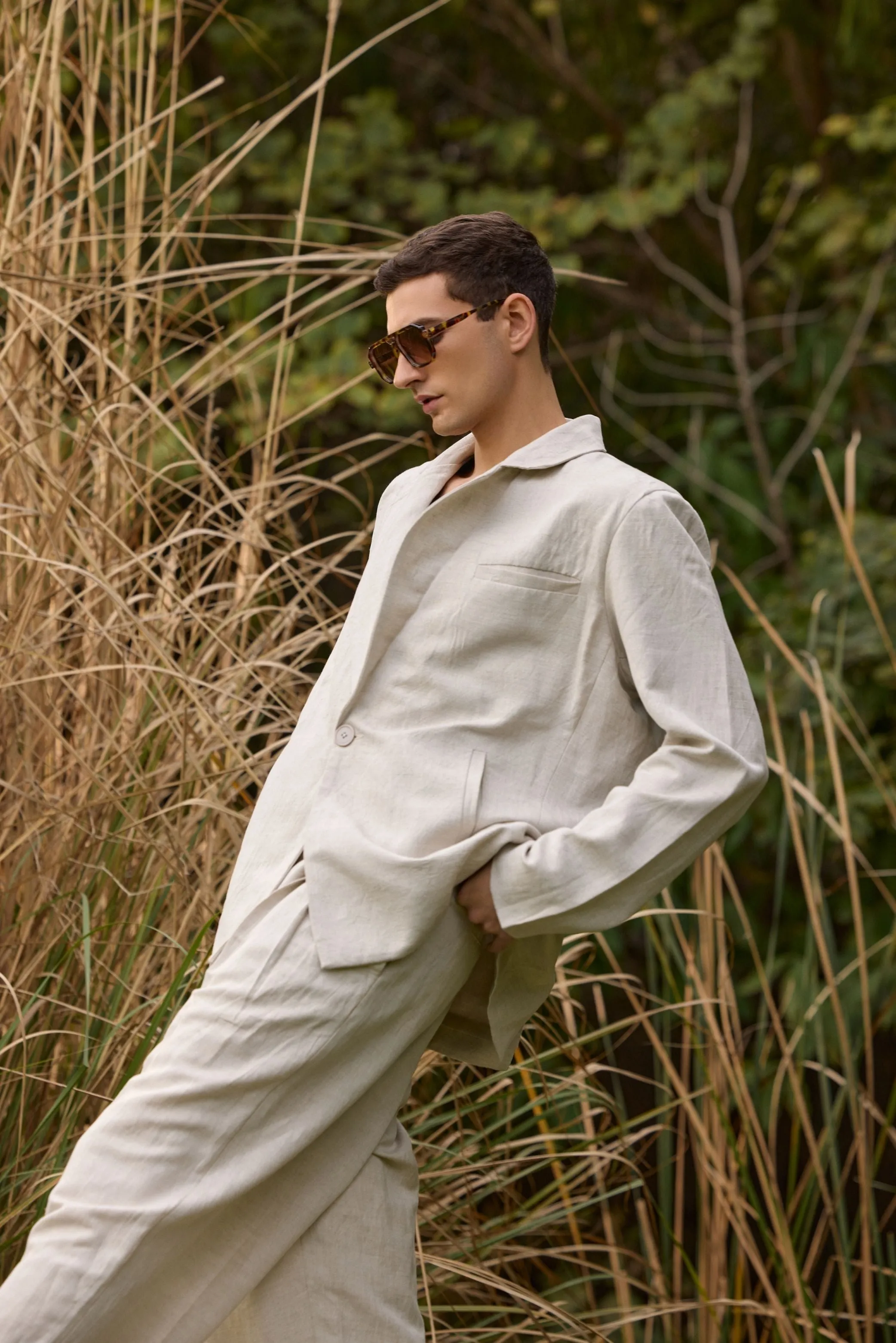 Men's Single-Breasted Linen Blazer
