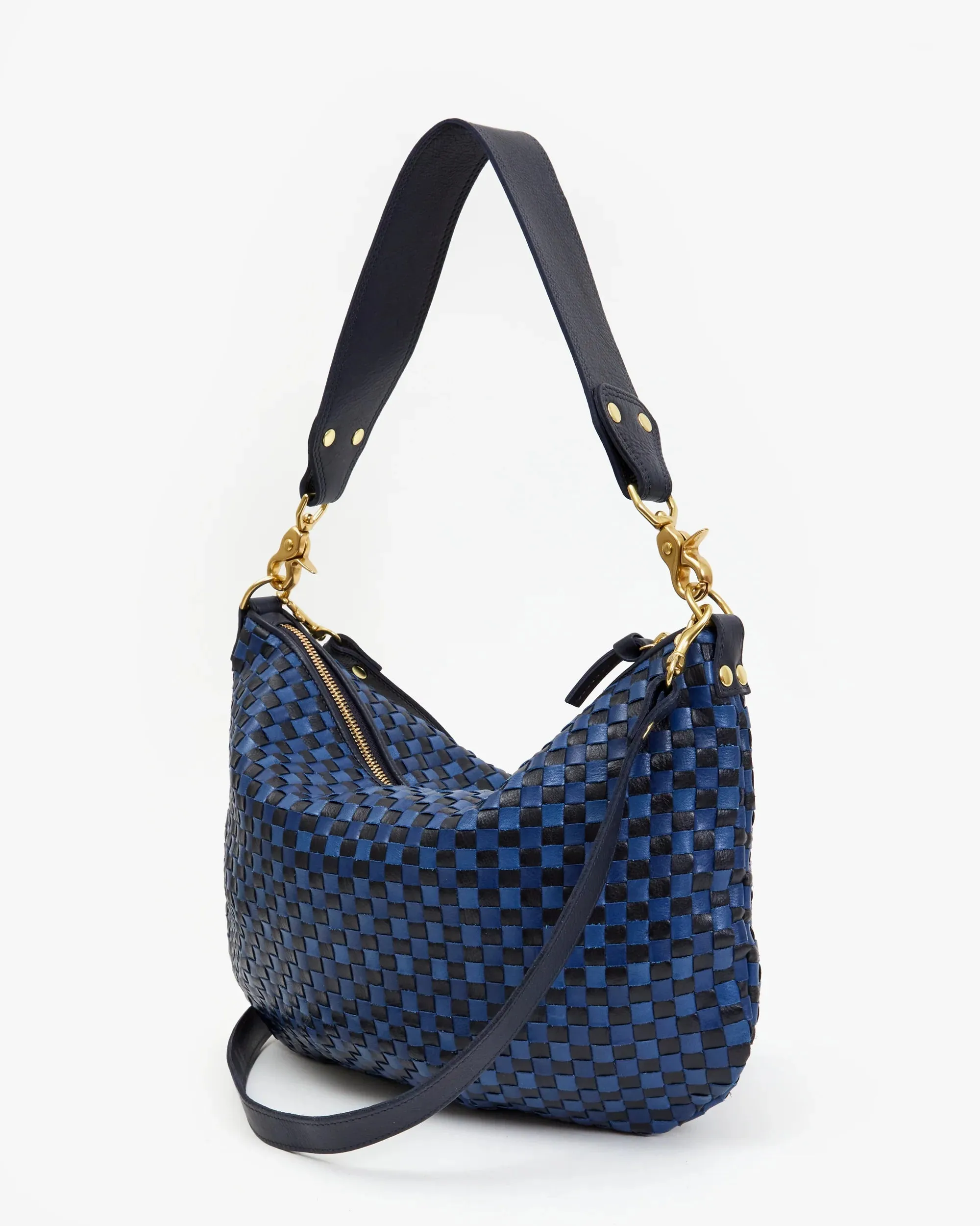 Moyen Messenger ~ Dark Blue Woven Checker