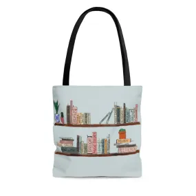 Music Library Tote Bag, Beethoven, Chopin, Musician Bag - Boho Light Blue
