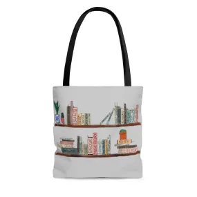 Music Library Tote Bag, Beethoven, Chopin, Musician Bag - Boho Light Gray