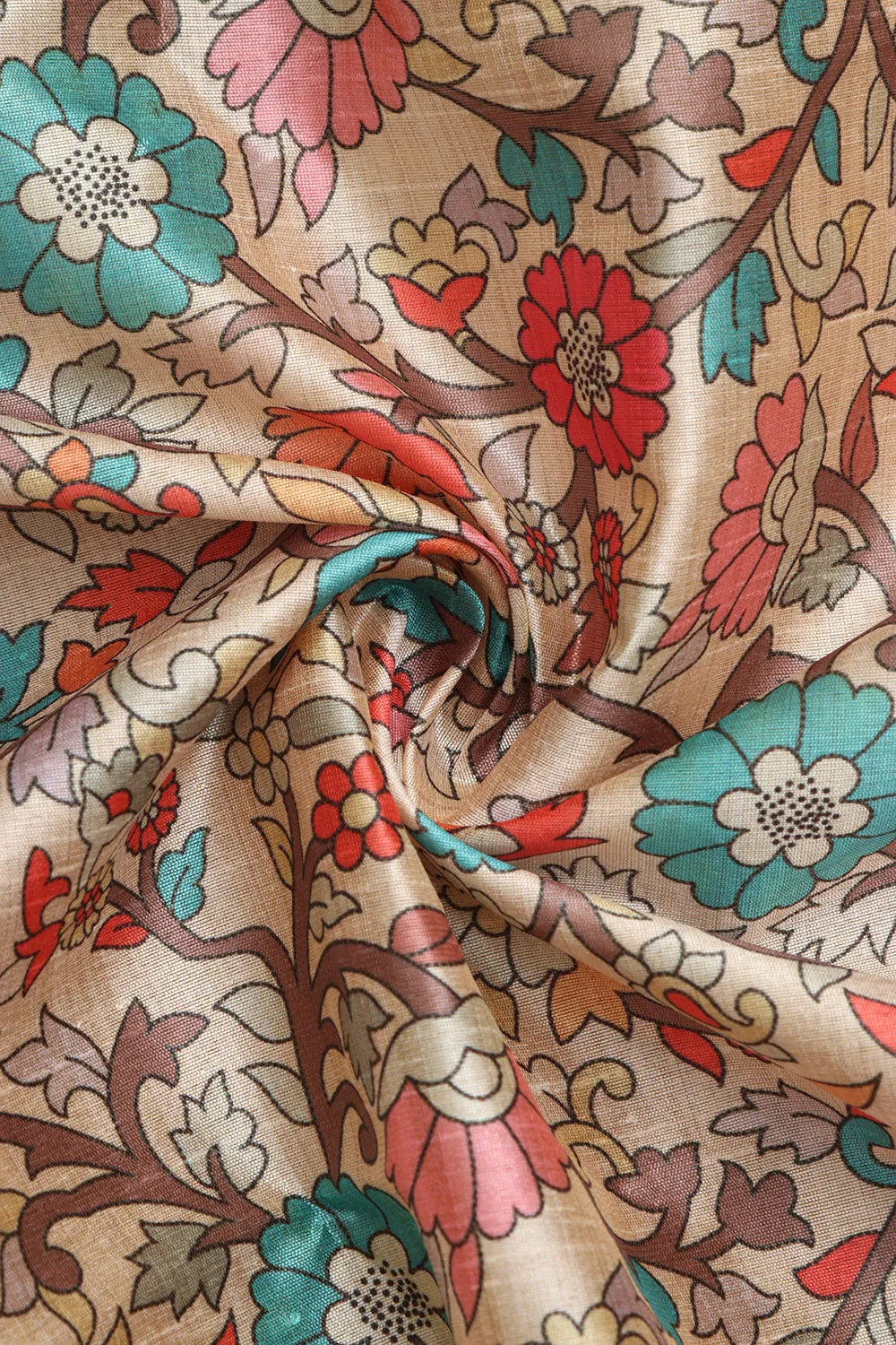 Pastel Kalamkari Tussar Silk - Digital Print (1 Mtr)