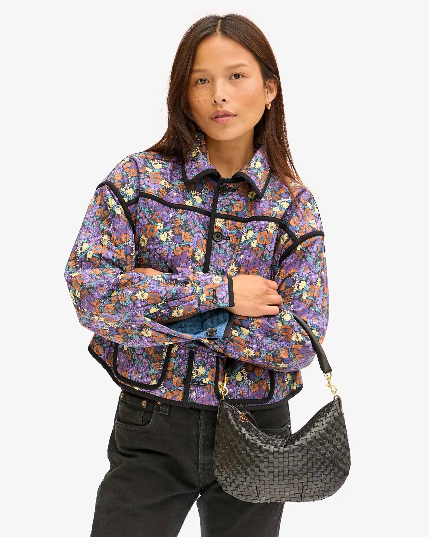 Petit Moyen Messenger ~ Black Woven Checker