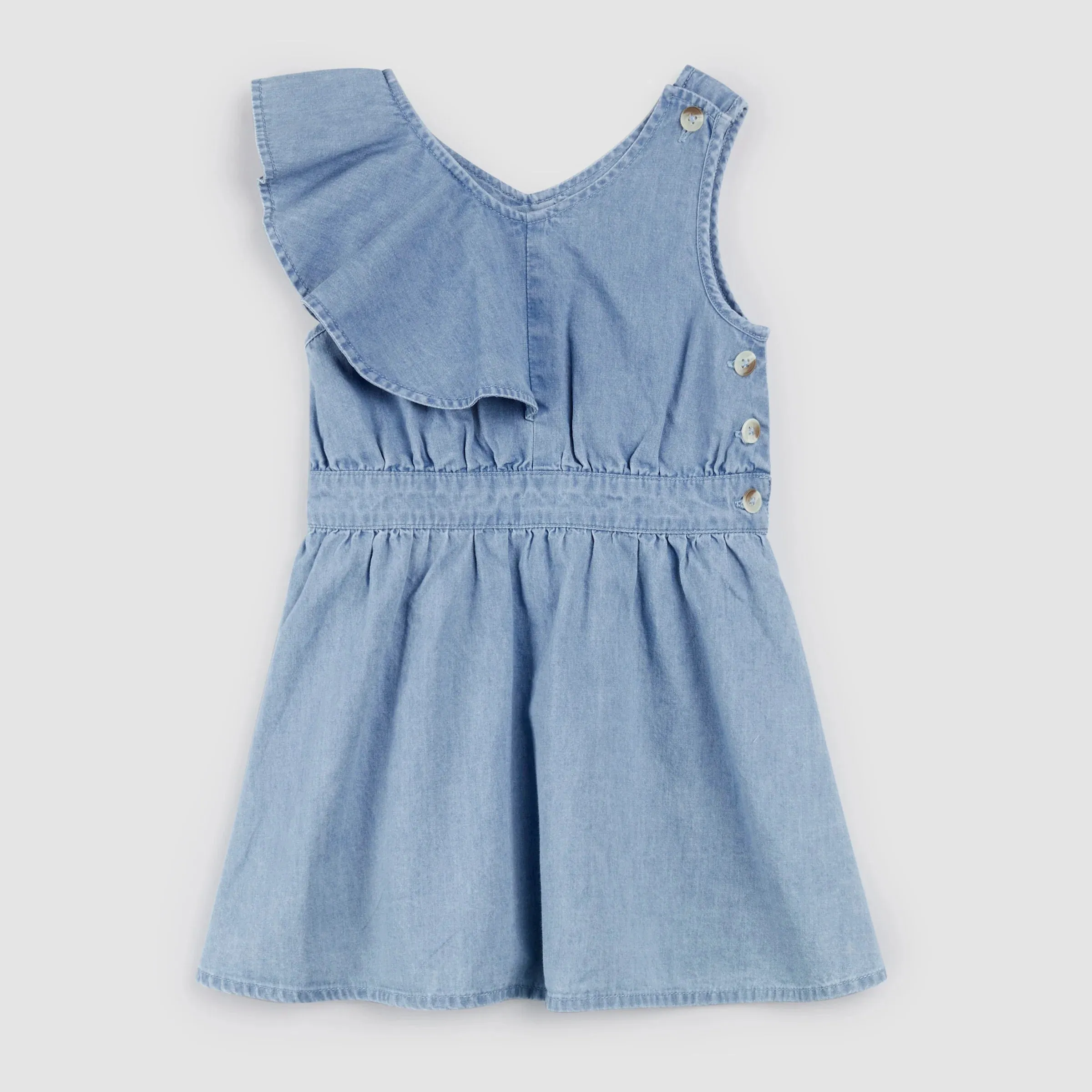 Ruffled Chambray Dress