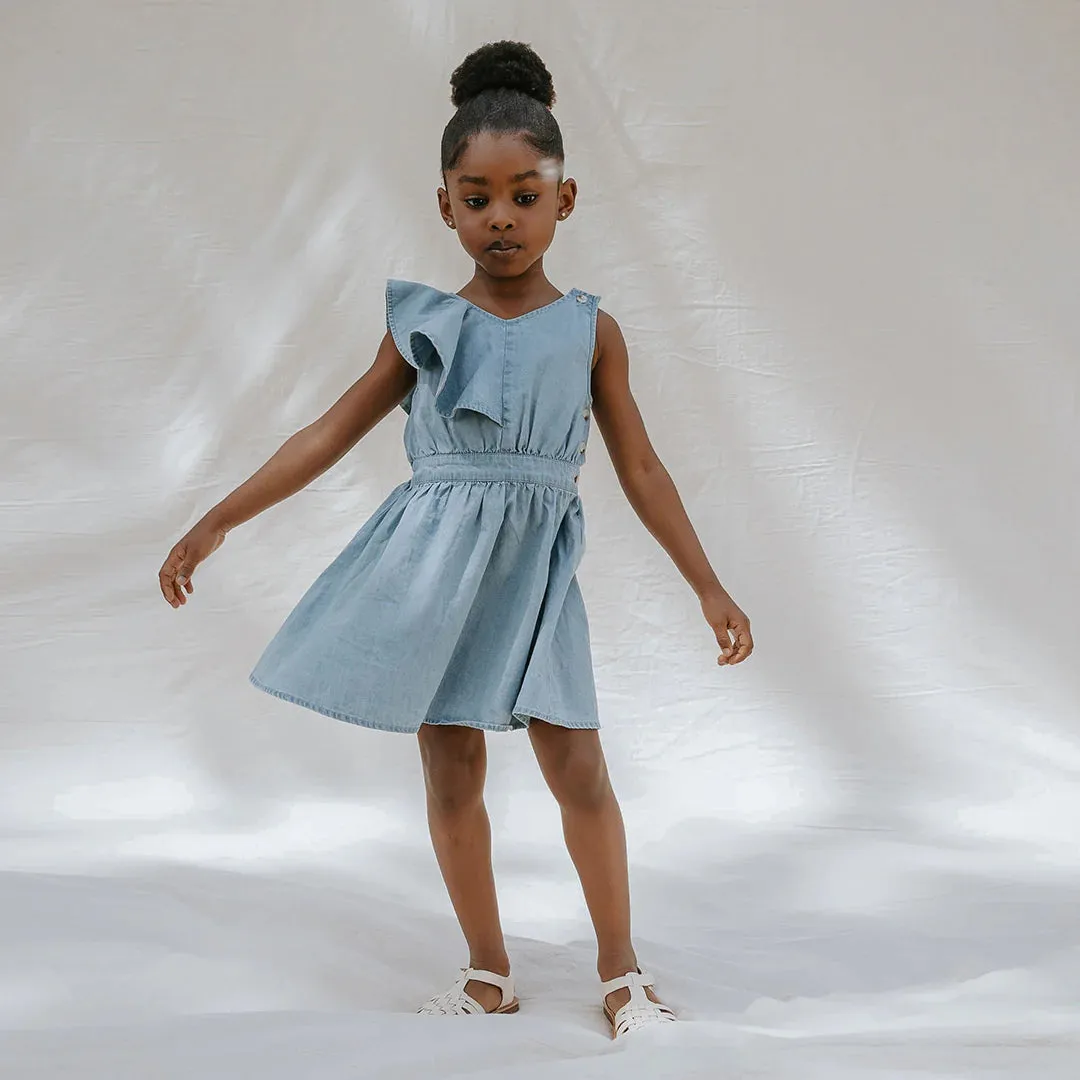 Ruffled Chambray Dress