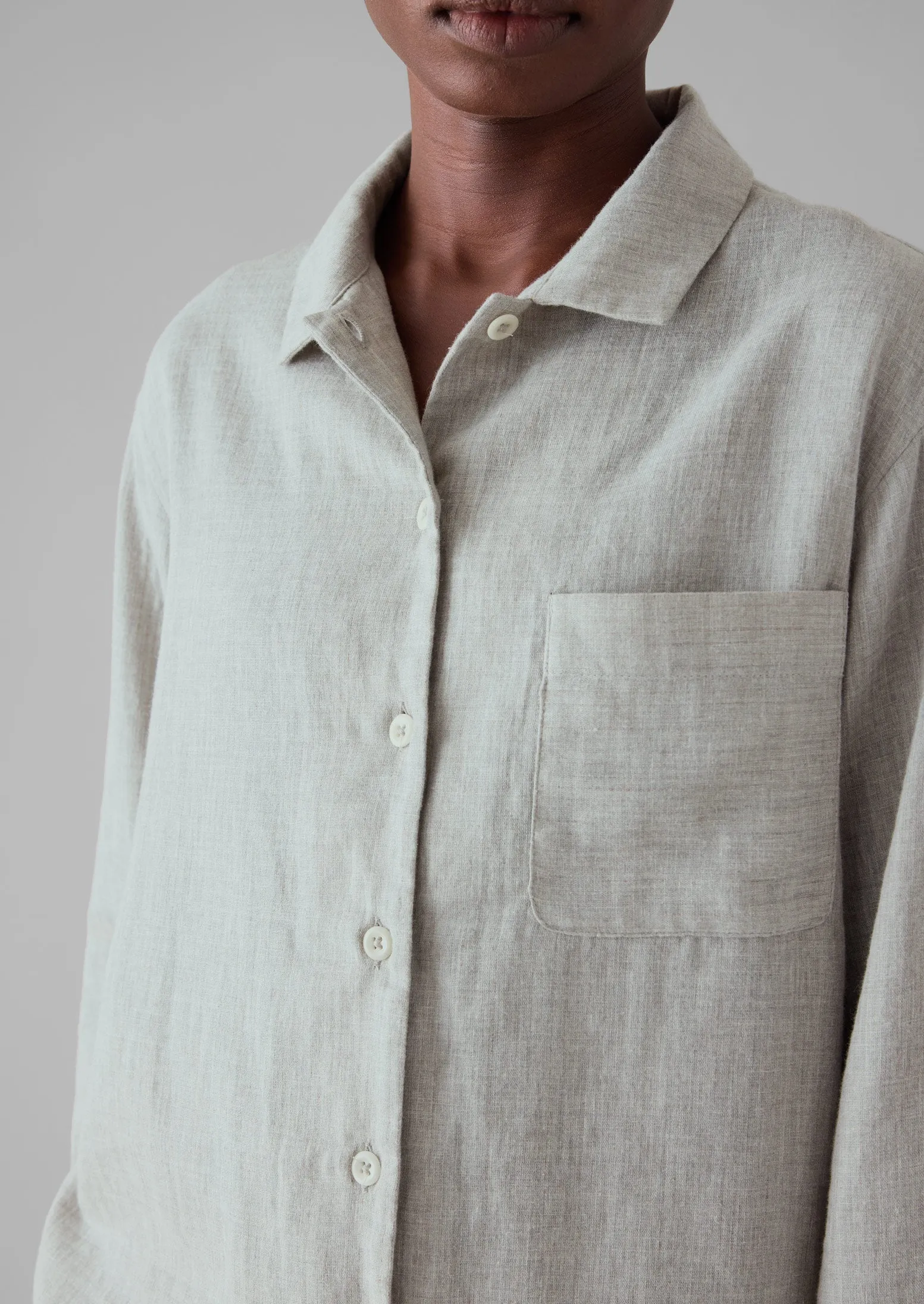 Soft Double Faced Cotton Pajamas | Grey Melange/Soft Clay