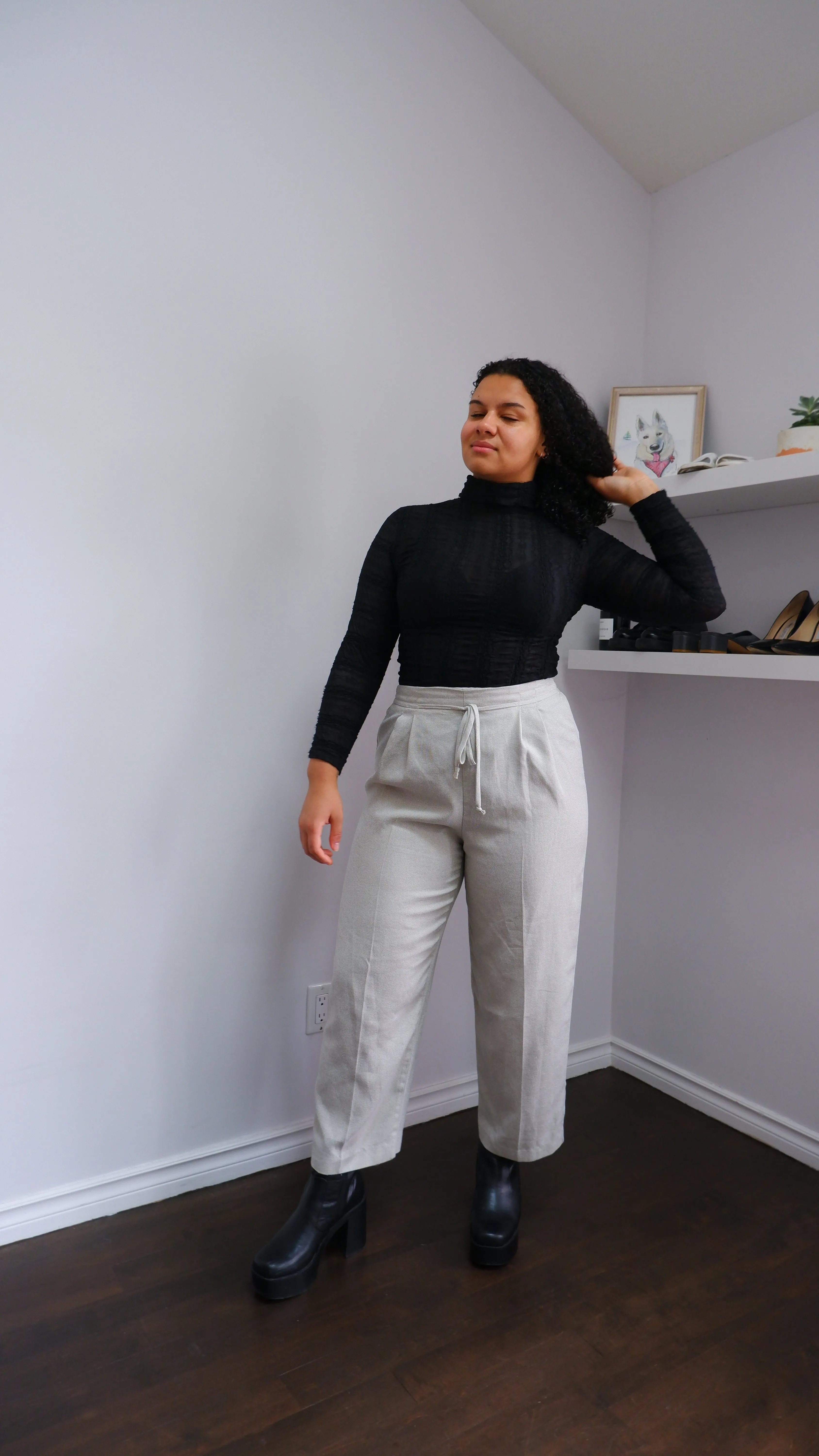 Soft Grey Lightweight Wide Leg Trousers  | 6-10