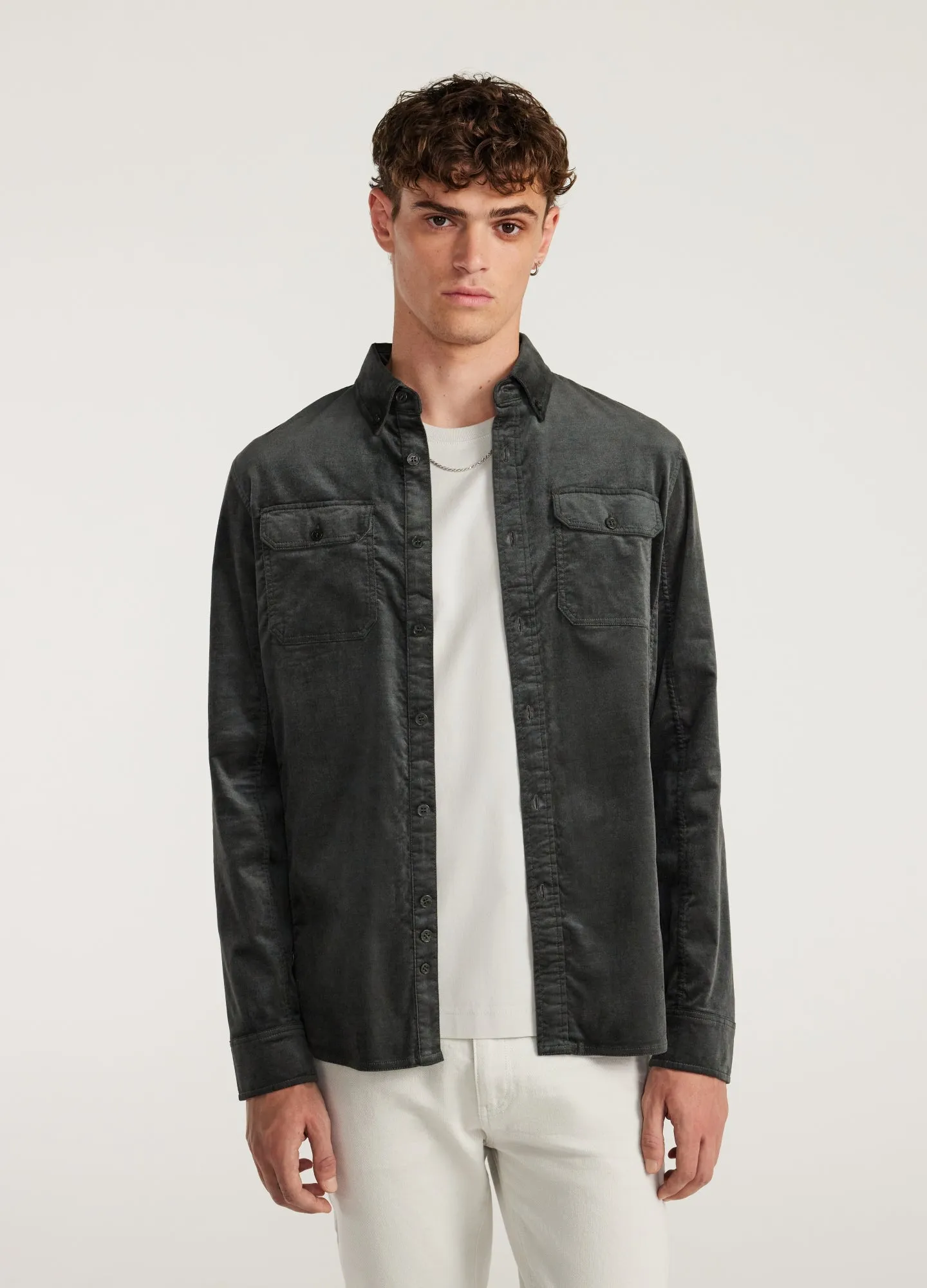 Soft Velvet Shirt Thyme