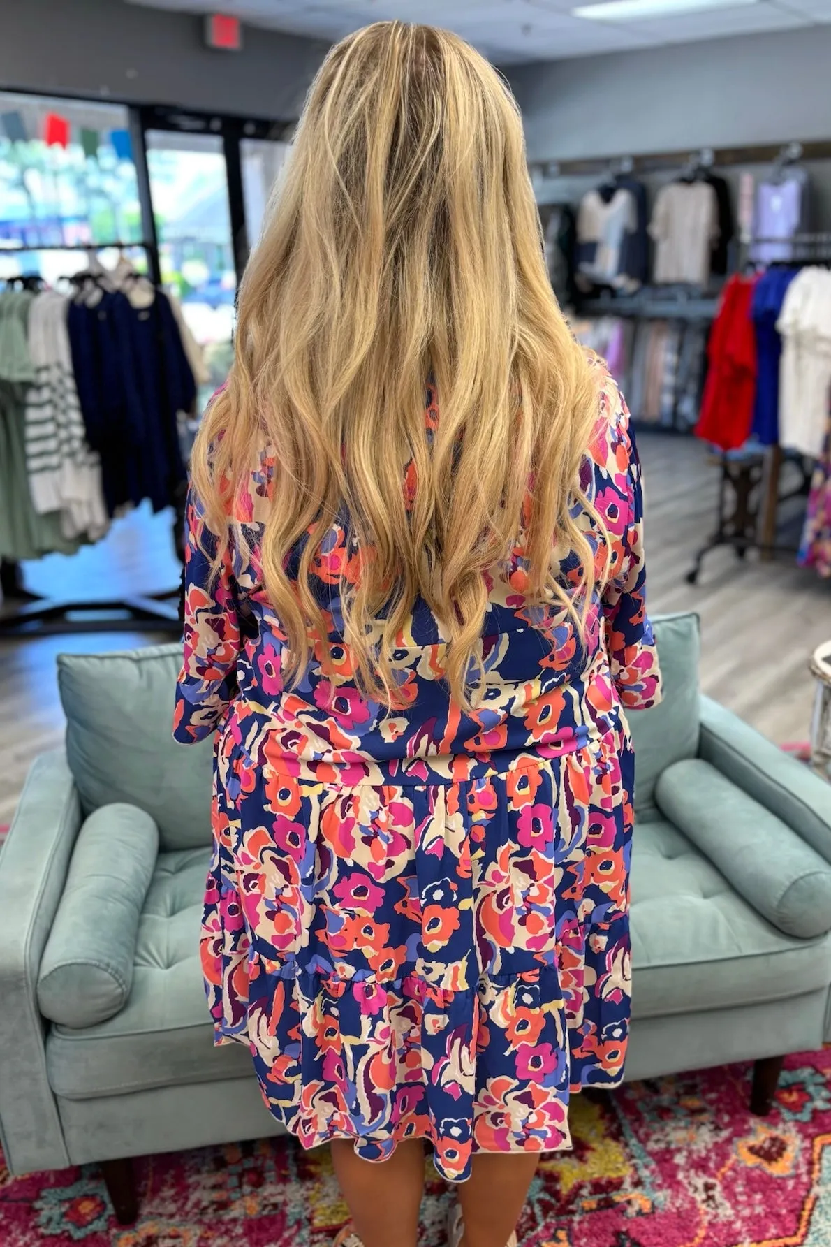 TAYLER Floral Print Ruffled Dress