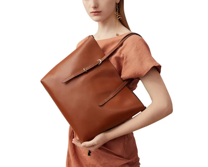 Trendy Womens Beige Leather Shoulder Tote Bags Purse Handbags for Women
