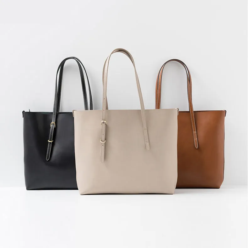 Trendy Womens Beige Leather Shoulder Tote Bags Purse Handbags for Women
