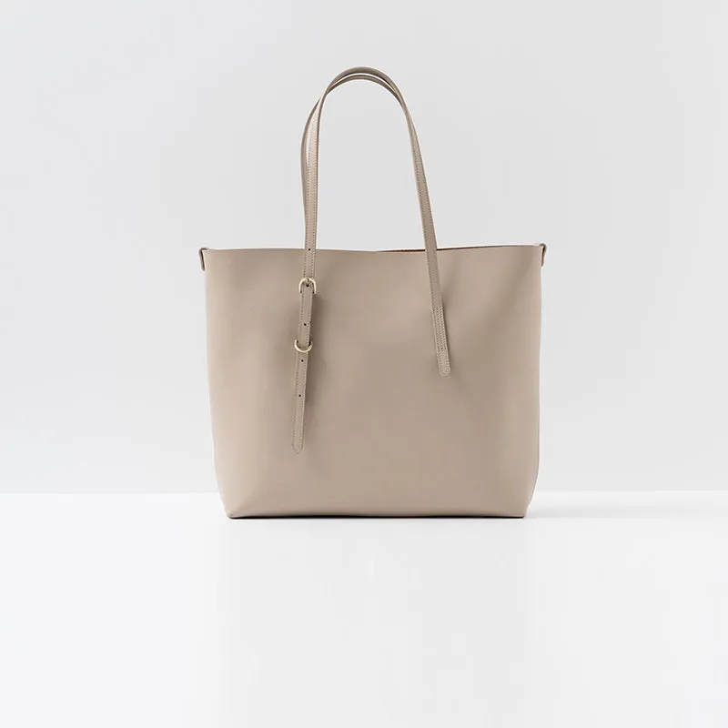 Trendy Womens Beige Leather Shoulder Tote Bags Purse Handbags for Women