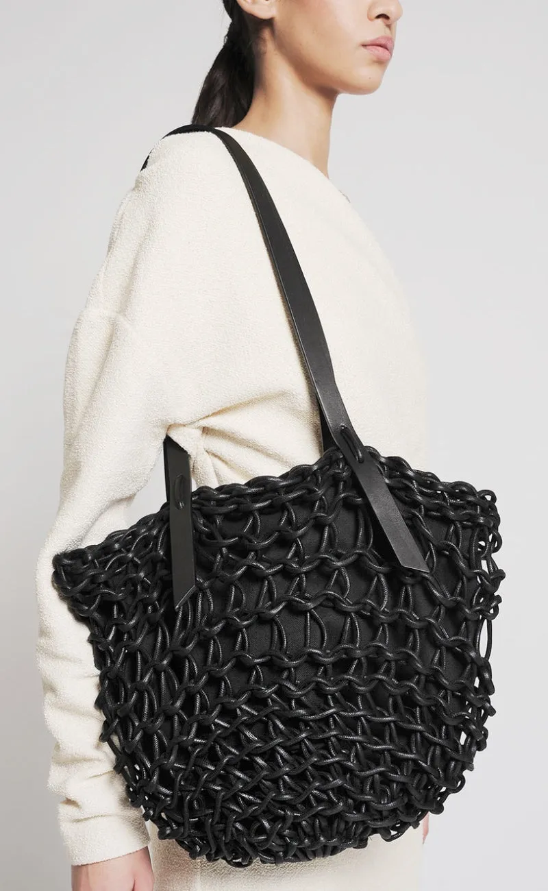 Vittoria Woven Shoulder Bag, Black