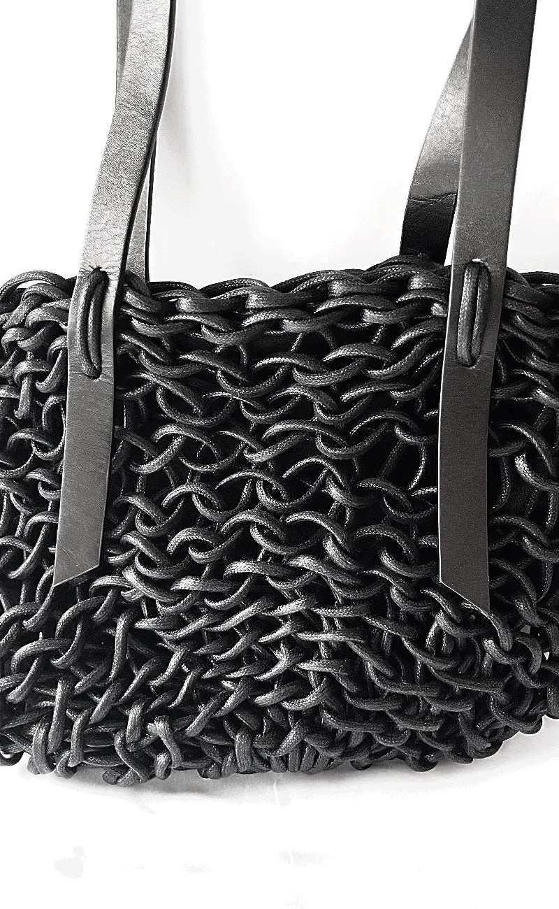 Vittoria Woven Shoulder Bag, Black