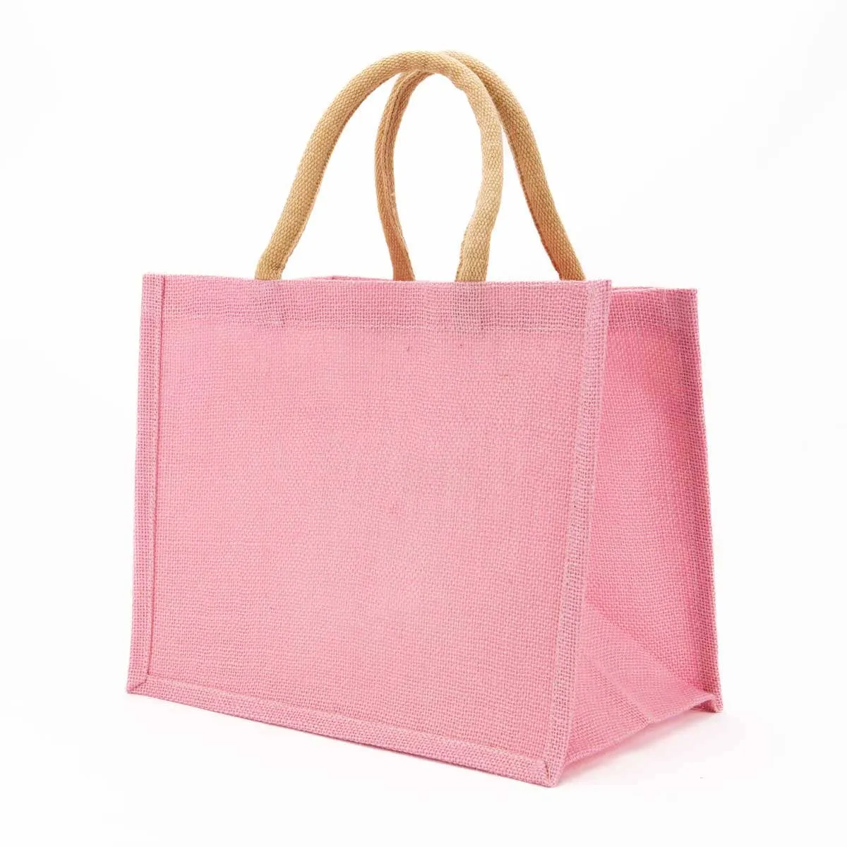 Wide Jute Gift Tote - Light Pink