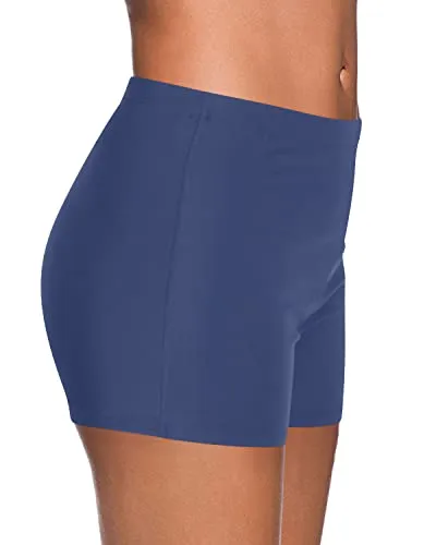 Women's Comfy Inner Lining Tankini Bottoms Swimsuit-Blue